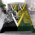 Aotearoa Australia Rugby Bedding Set Maori and Aboriginal Art Sporty Style - Aussie Hoodie