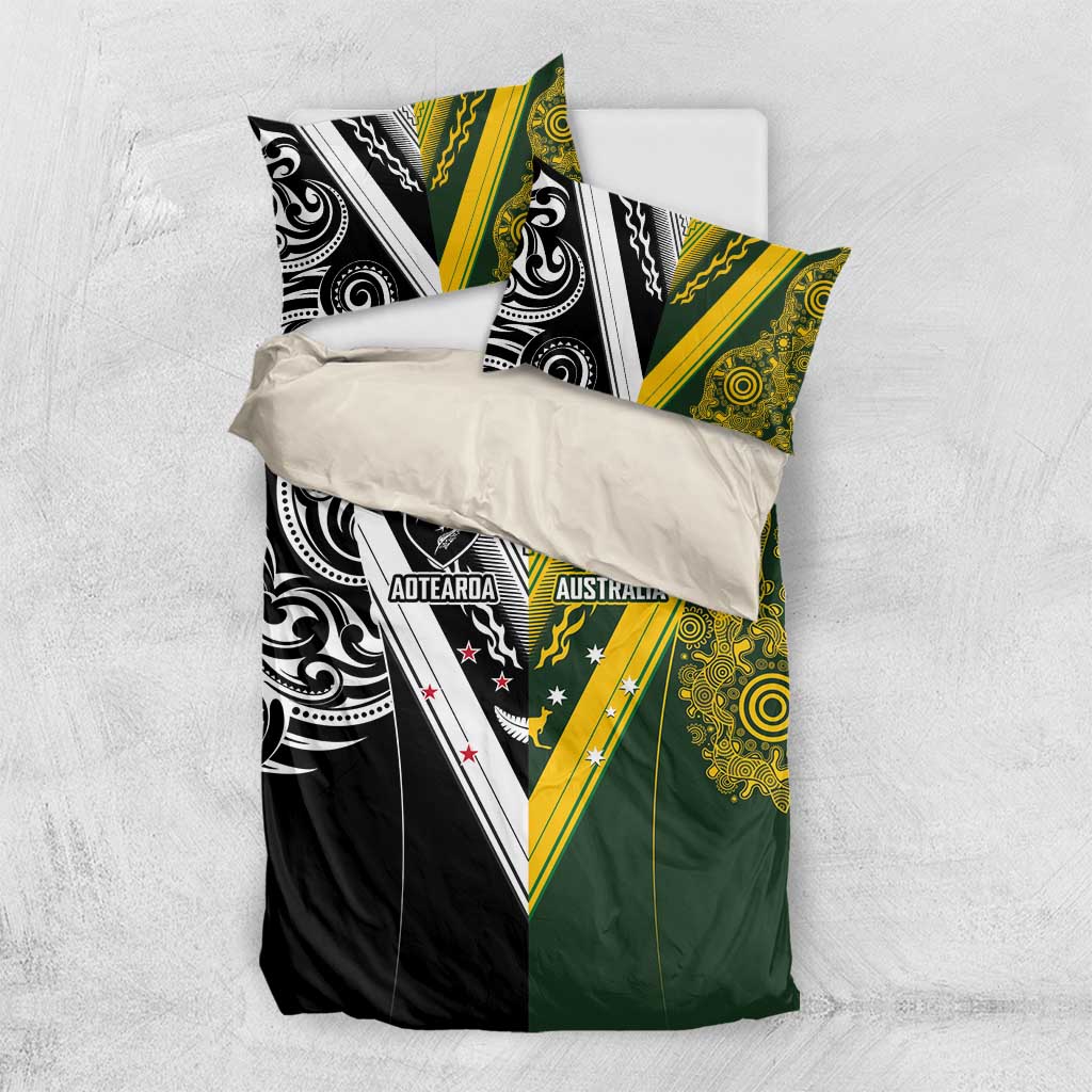 Aotearoa Australia Rugby Bedding Set Maori and Aboriginal Art Sporty Style - Aussie Hoodie