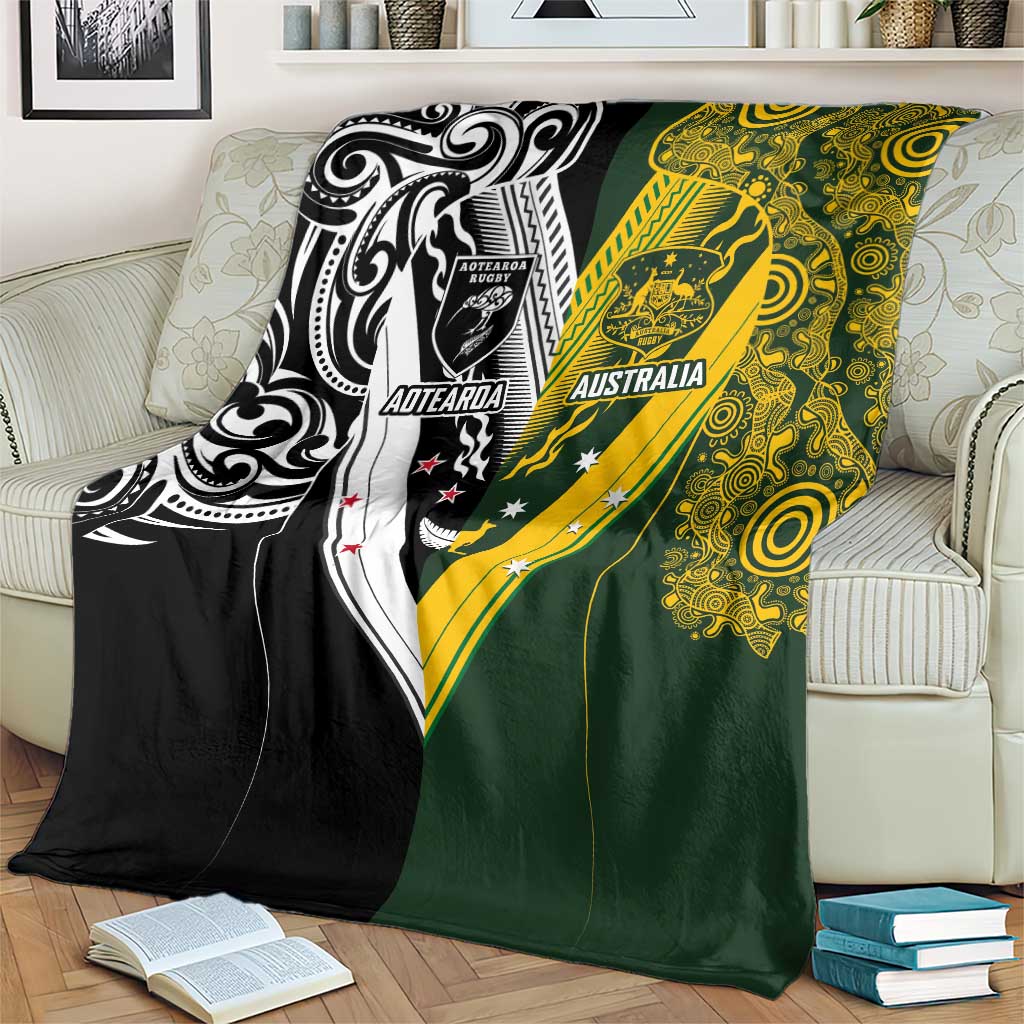 Aotearoa Australia Rugby Blanket Maori and Aboriginal Art Sporty Style - Aussie Hoodie