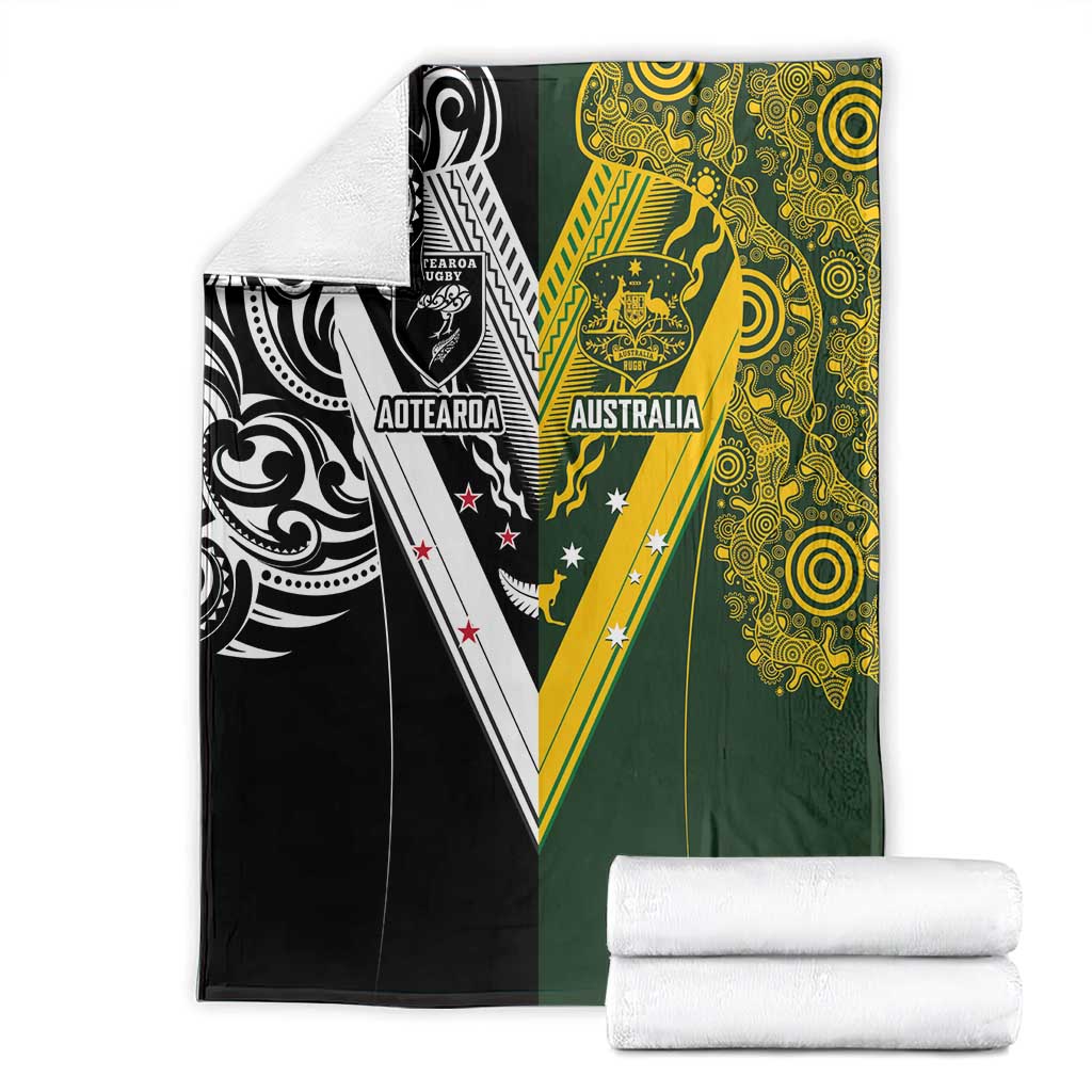 Aotearoa Australia Rugby Blanket Maori and Aboriginal Art Sporty Style - Aussie Hoodie