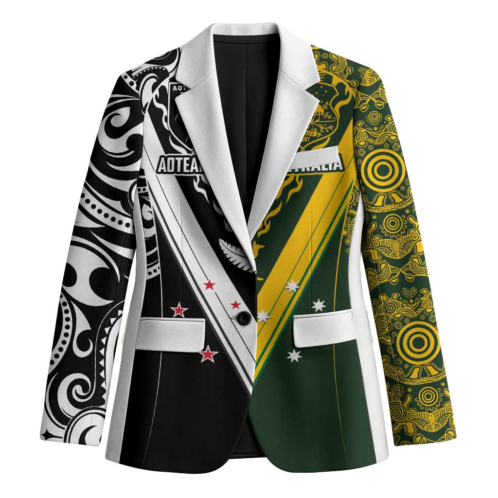Aotearoa Australia Rugby Custom Blazer Maori and Aboriginal Art Sporty Style - Aussie Hoodie