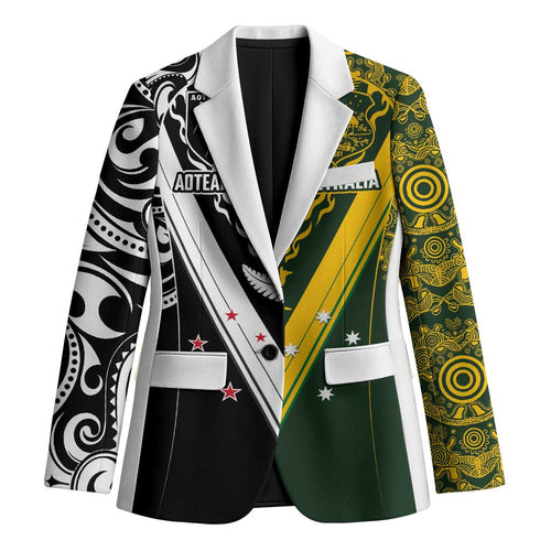 Aotearoa Australia Rugby Custom Blazer Maori and Aboriginal Art Sporty Style - Aussie Hoodie