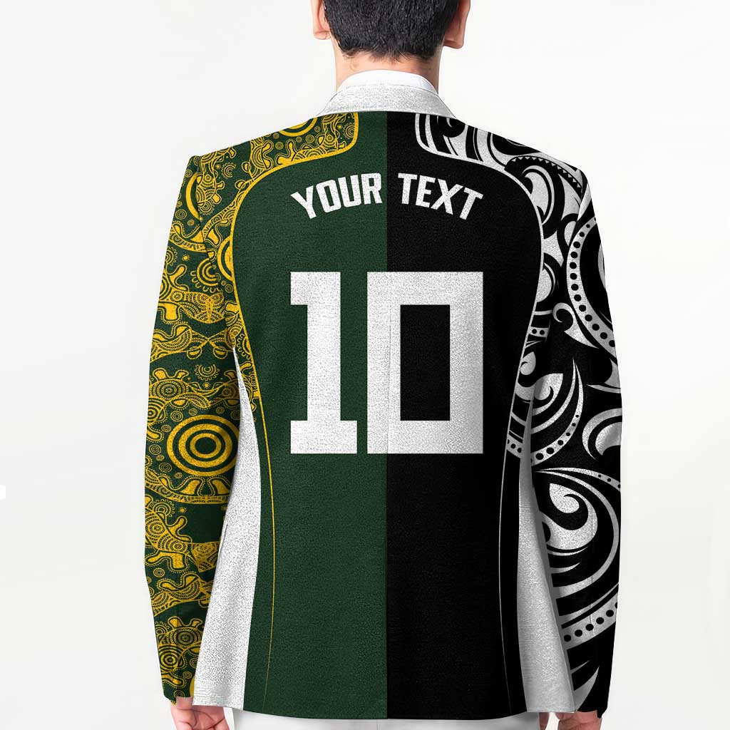 Aotearoa Australia Rugby Custom Blazer Maori and Aboriginal Art Sporty Style - Aussie Hoodie
