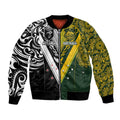 Aotearoa Australia Rugby Custom Bomber Jacket Maori and Aboriginal Art Sporty Style - Aussie Hoodie