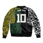 Aotearoa Australia Rugby Custom Bomber Jacket Maori and Aboriginal Art Sporty Style - Aussie Hoodie