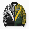 Aotearoa Australia Rugby Custom Bomber Puffer Jacket Maori and Aboriginal Art Sporty Style - Aussie Hoodie