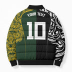 Aotearoa Australia Rugby Custom Bomber Puffer Jacket Maori and Aboriginal Art Sporty Style - Aussie Hoodie