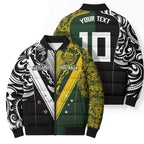 Aotearoa Australia Rugby Custom Bomber Puffer Jacket Maori and Aboriginal Art Sporty Style - Aussie Hoodie