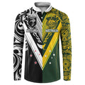Aotearoa Australia Rugby Custom Button Sweatshirt Maori and Aboriginal Art Sporty Style - Aussie Hoodie