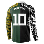 Aotearoa Australia Rugby Custom Button Sweatshirt Maori and Aboriginal Art Sporty Style - Aussie Hoodie