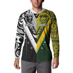 Aotearoa Australia Rugby Custom Button Sweatshirt Maori and Aboriginal Art Sporty Style - Aussie Hoodie