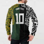 Aotearoa Australia Rugby Custom Button Sweatshirt Maori and Aboriginal Art Sporty Style - Aussie Hoodie