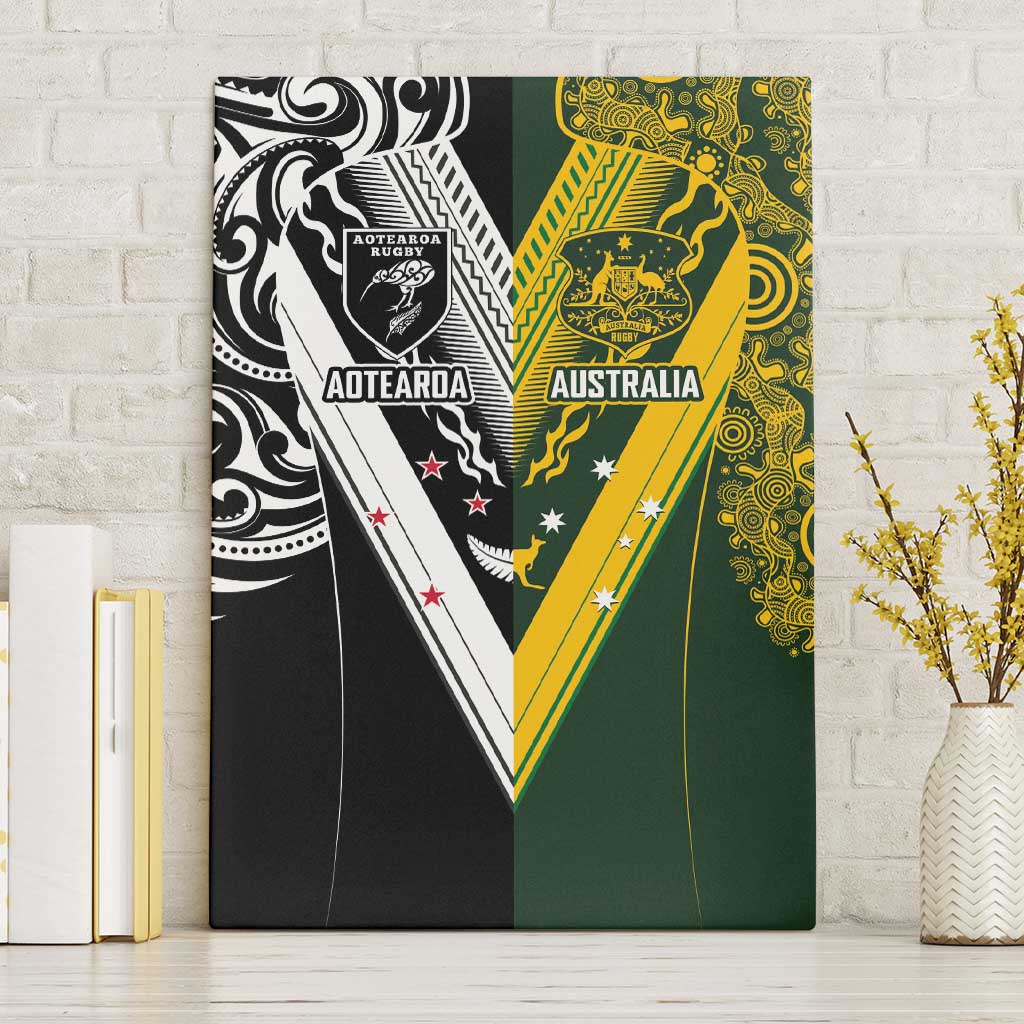 Aotearoa Australia Rugby Canvas Wall Art Maori and Aboriginal Art Sporty Style - Aussie Hoodie