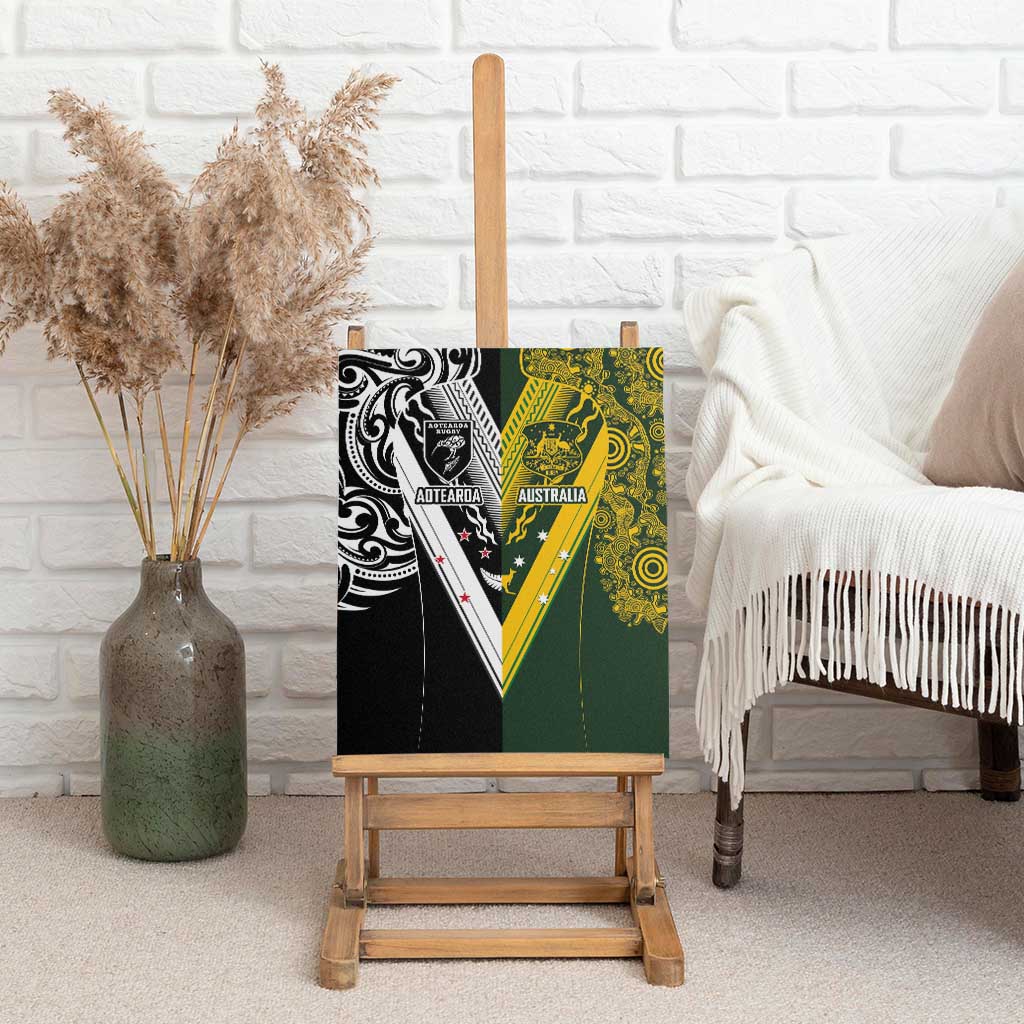 Aotearoa Australia Rugby Canvas Wall Art Maori and Aboriginal Art Sporty Style - Aussie Hoodie