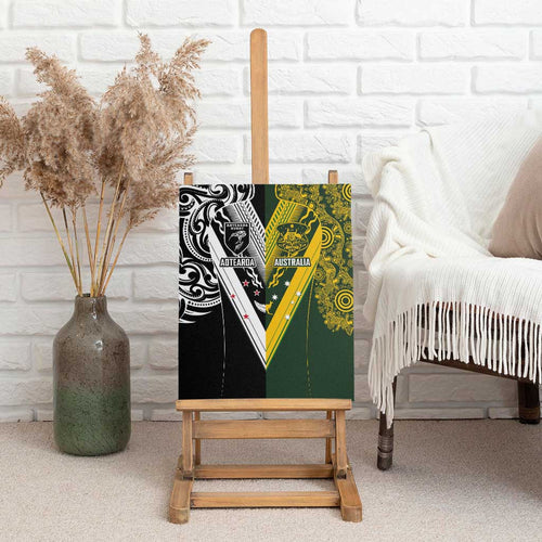Aotearoa Australia Rugby Canvas Wall Art Maori and Aboriginal Art Sporty Style - Aussie Hoodie