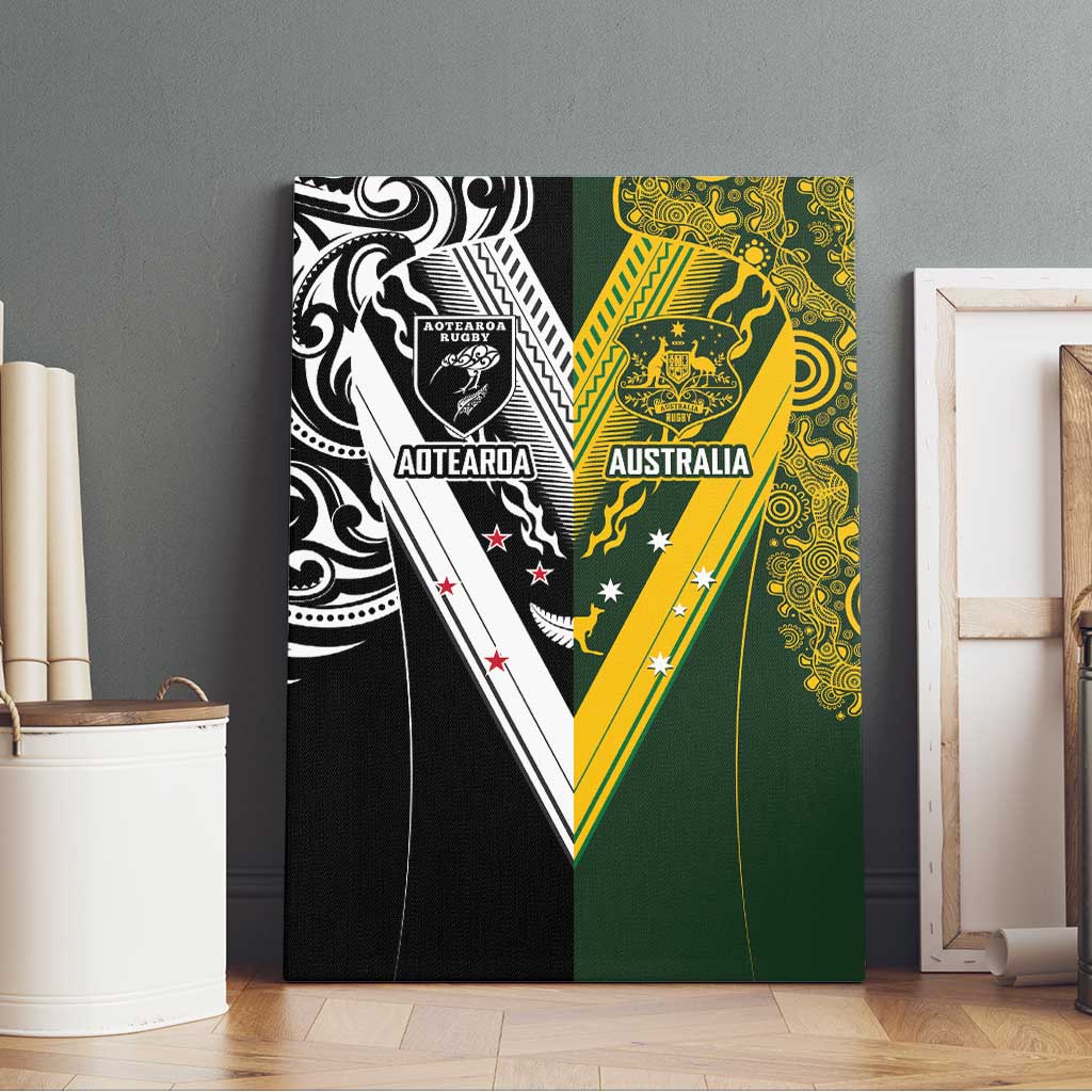 Aotearoa Australia Rugby Canvas Wall Art Maori and Aboriginal Art Sporty Style - Aussie Hoodie
