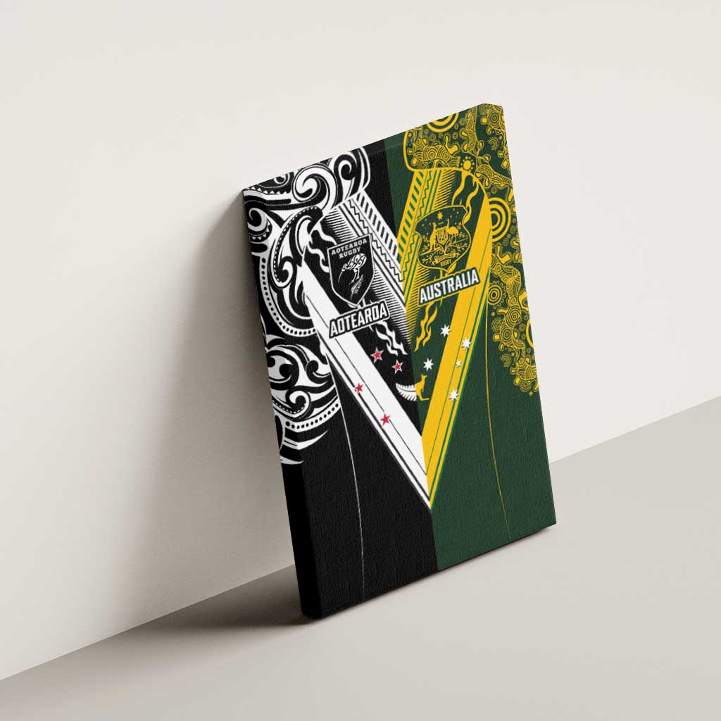 Aotearoa Australia Rugby Canvas Wall Art Maori and Aboriginal Art Sporty Style - Aussie Hoodie