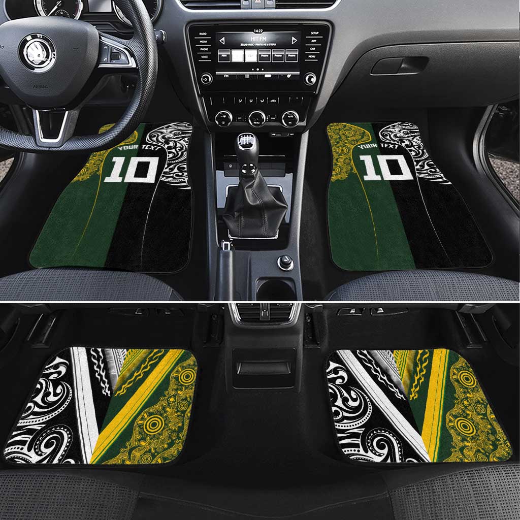 Aotearoa Australia Rugby Car Mats Maori and Aboriginal Art Sporty Style - Aussie Hoodie