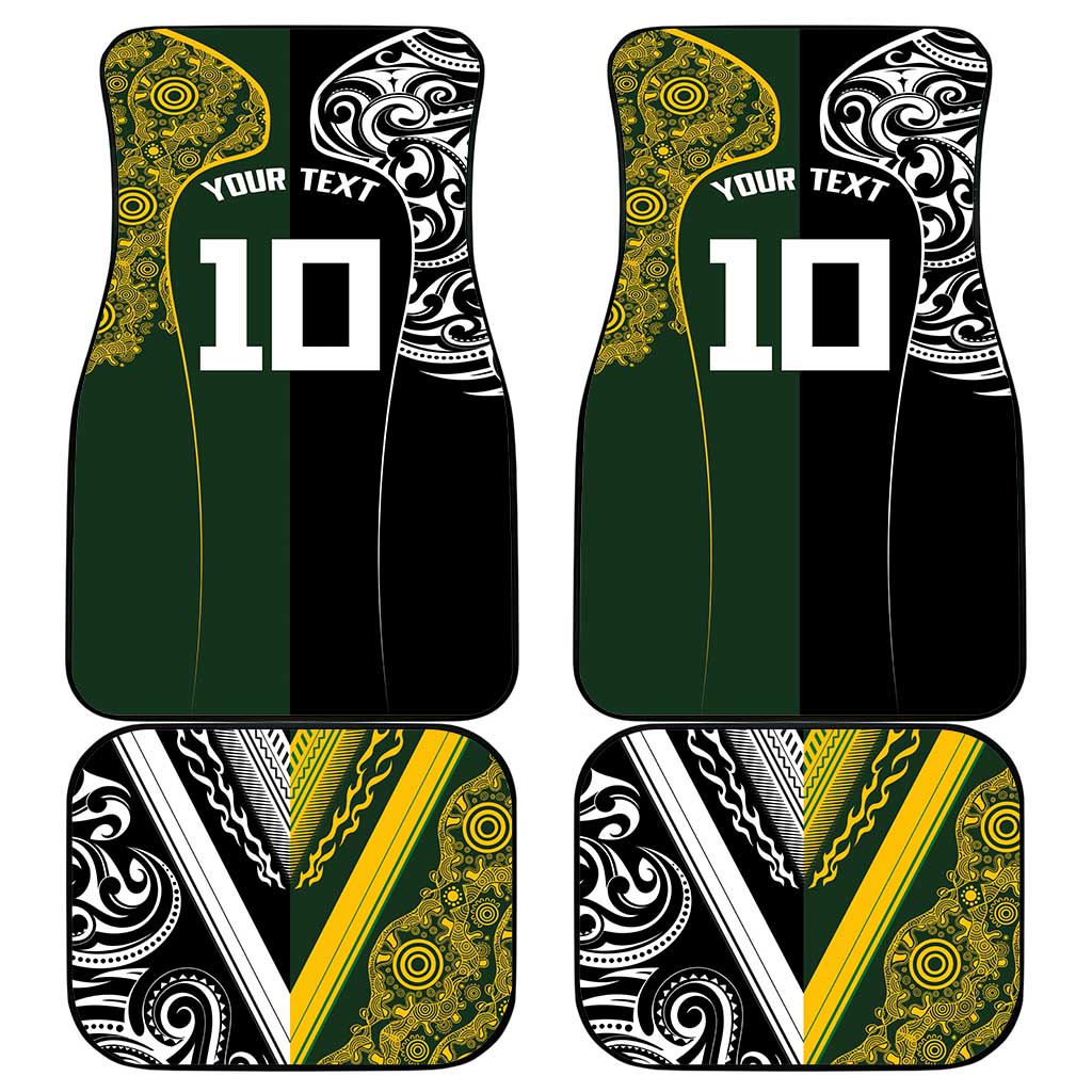 Aotearoa Australia Rugby Car Mats Maori and Aboriginal Art Sporty Style - Aussie Hoodie
