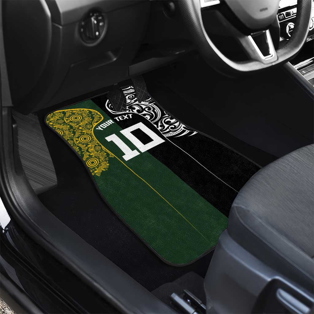 Aotearoa Australia Rugby Car Mats Maori and Aboriginal Art Sporty Style - Aussie Hoodie