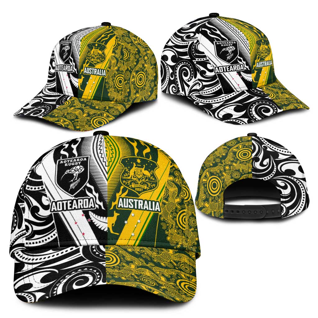 Aotearoa Australia Rugby Classic Cap Maori and Aboriginal Art Sporty Style - Aussie Hoodie
