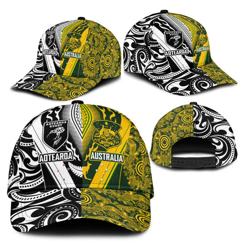Aotearoa Australia Rugby Classic Cap Maori and Aboriginal Art Sporty Style - Aussie Hoodie