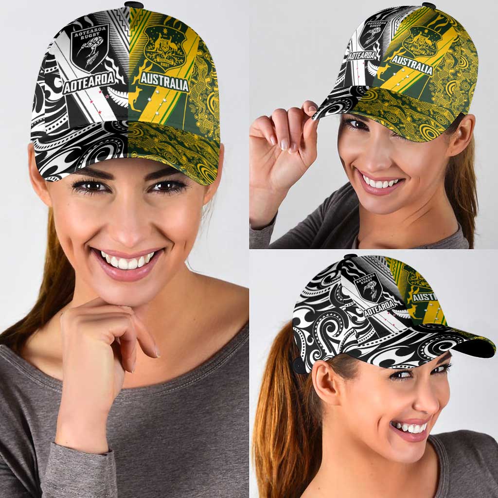 Aotearoa Australia Rugby Classic Cap Maori and Aboriginal Art Sporty Style - Aussie Hoodie