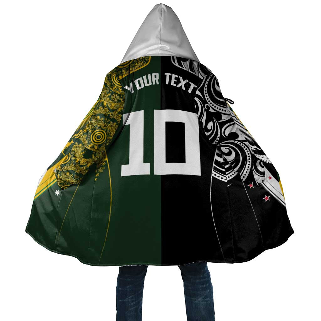 Aotearoa Australia Rugby Custom Cloak Maori and Aboriginal Art Sporty Style - Aussie Hoodie