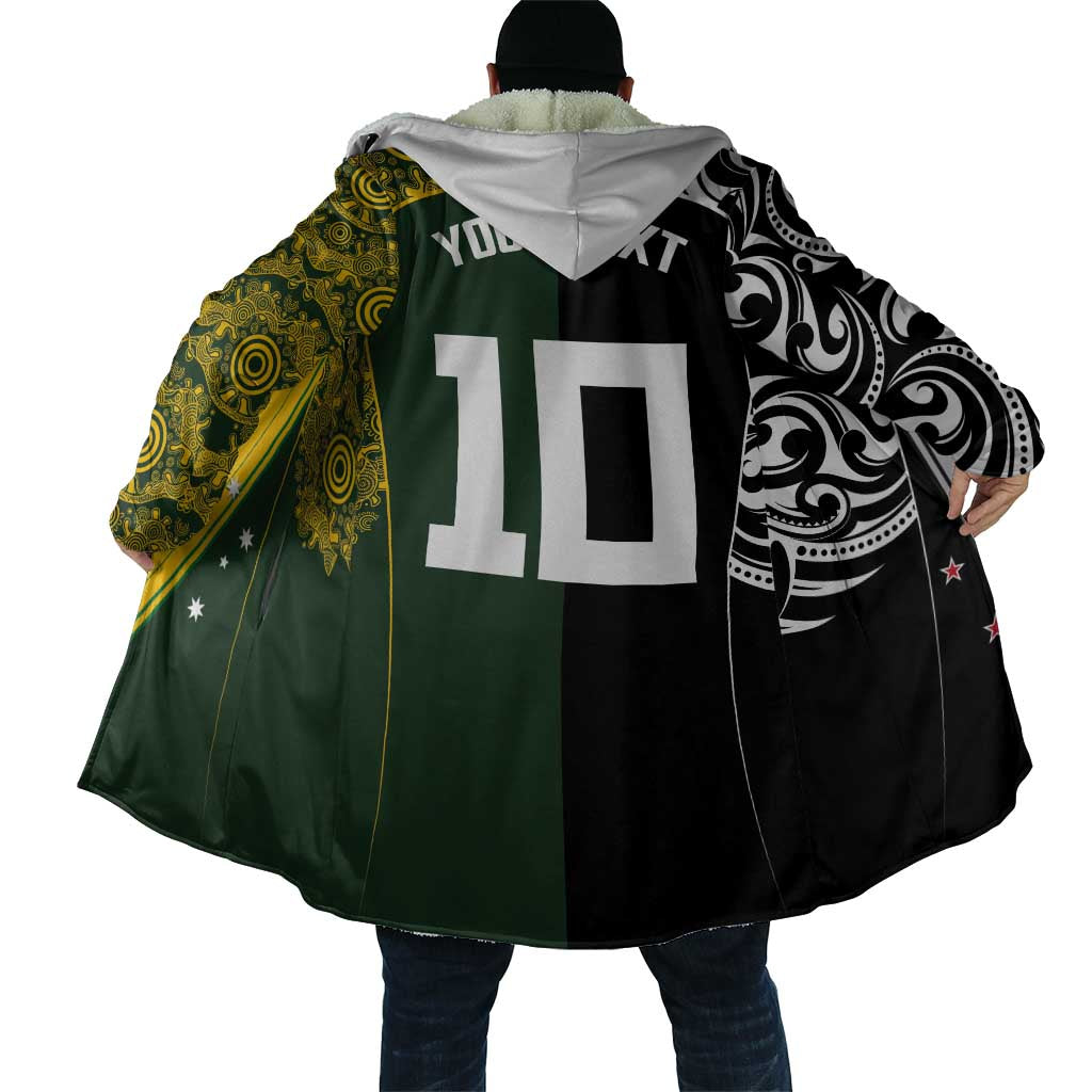 Aotearoa Australia Rugby Custom Cloak Maori and Aboriginal Art Sporty Style - Aussie Hoodie