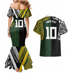 Aotearoa Australia Rugby Custom Couples Matching Mermaid Dress and Hawaiian Shirt Maori and Aboriginal Art Sporty Style - Aussie Hoodie