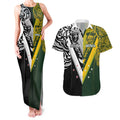 Aotearoa Australia Rugby Custom Couples Matching Tank Maxi Dress and Hawaiian Shirt Maori and Aboriginal Art Sporty Style - Aussie Hoodie