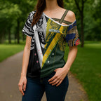 Aotearoa Australia Rugby Custom Cross Shoulder Shirt Maori and Aboriginal Art Sporty Style - Aussie Hoodie