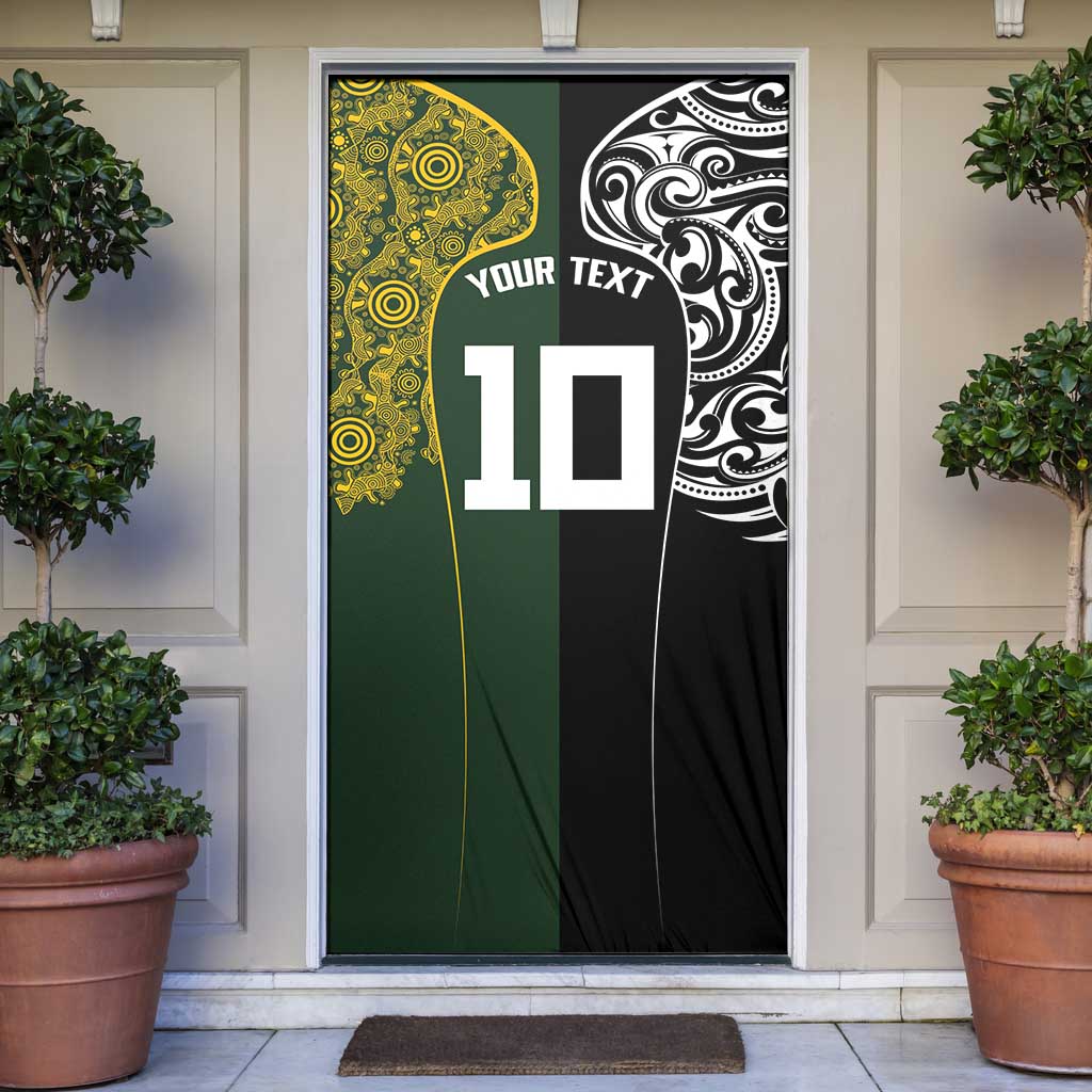 Aotearoa Australia Rugby Custom Door Cover Maori and Aboriginal Art Sporty Style - Aussie Hoodie