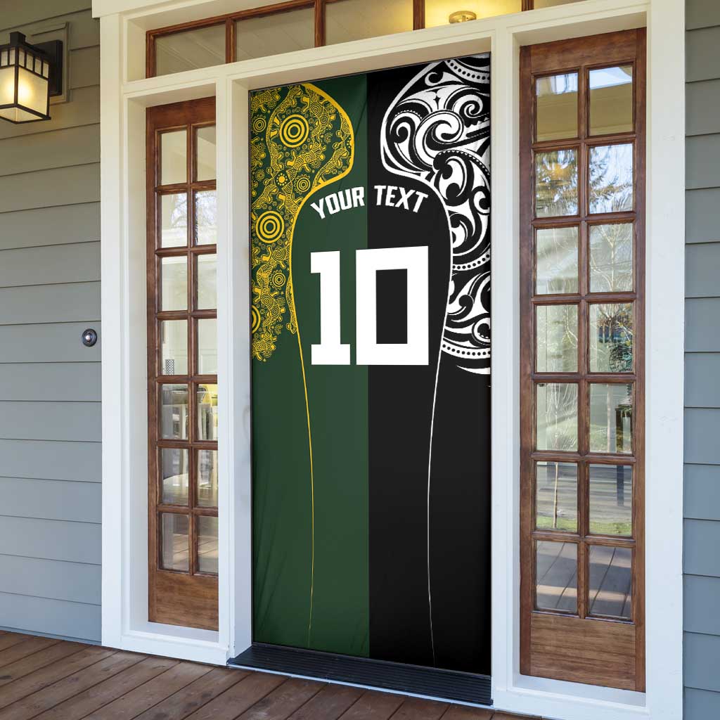 Aotearoa Australia Rugby Custom Door Cover Maori and Aboriginal Art Sporty Style - Aussie Hoodie