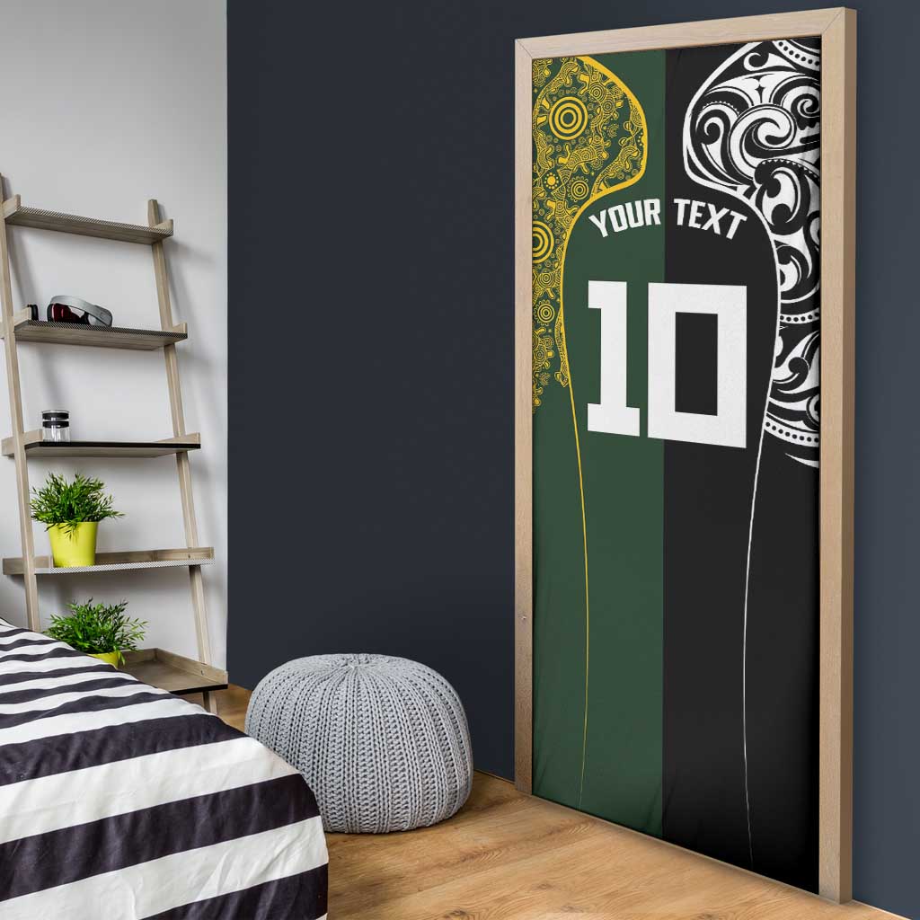 Aotearoa Australia Rugby Custom Door Cover Maori and Aboriginal Art Sporty Style - Aussie Hoodie