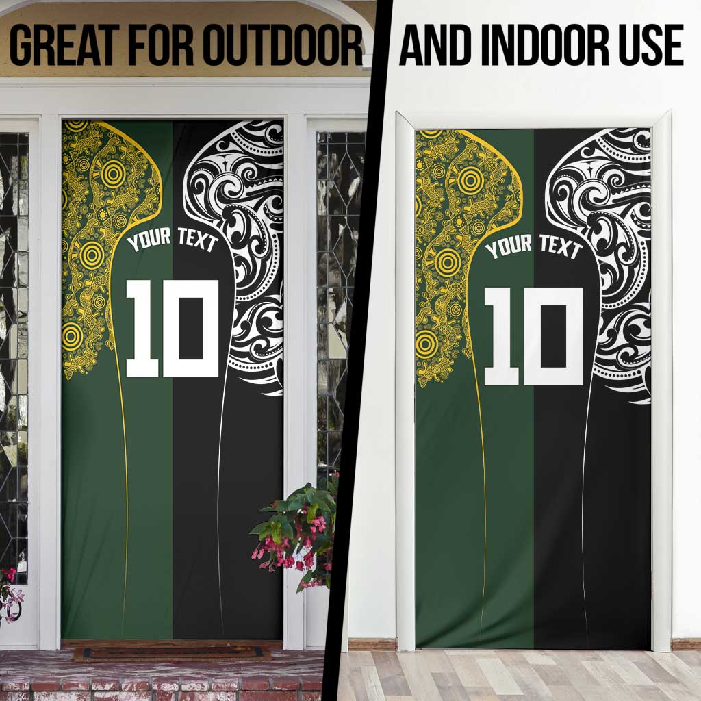 Aotearoa Australia Rugby Custom Door Cover Maori and Aboriginal Art Sporty Style - Aussie Hoodie