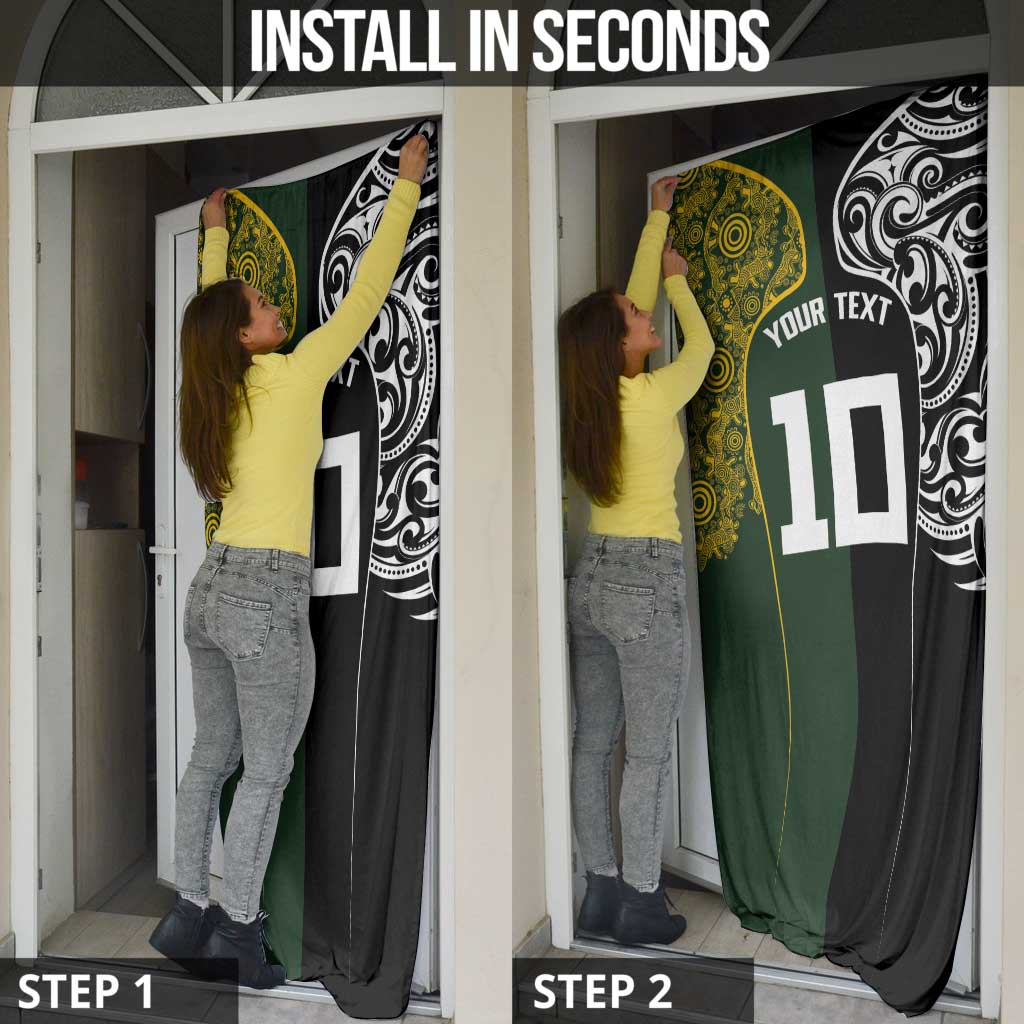 Aotearoa Australia Rugby Custom Door Cover Maori and Aboriginal Art Sporty Style - Aussie Hoodie