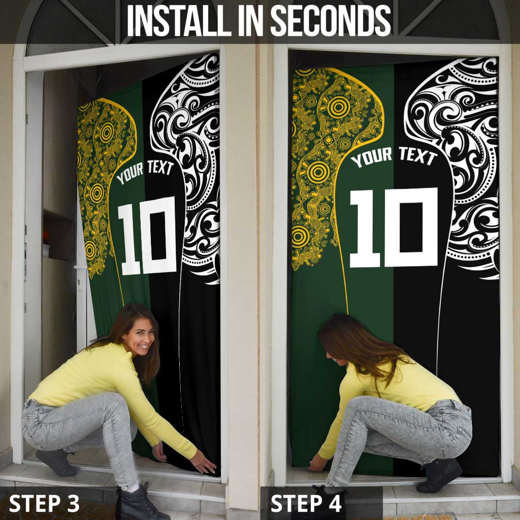 Aotearoa Australia Rugby Custom Door Cover Maori and Aboriginal Art Sporty Style - Aussie Hoodie