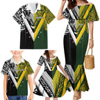 Aotearoa Australia Rugby Custom Family Matching Mermaid Dress and Hawaiian Shirt Maori and Aboriginal Art Sporty Style - Aussie Hoodie