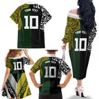 Aotearoa Australia Rugby Custom Family Matching Off The Shoulder Long Sleeve Dress and Hawaiian Shirt Maori and Aboriginal Art Sporty Style - Aussie Hoodie