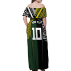 Aotearoa Australia Rugby Custom Family Matching Off Shoulder Maxi Dress and Hawaiian Shirt Maori and Aboriginal Art Sporty Style - Aussie Hoodie