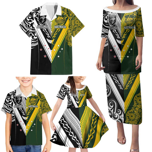 Aotearoa Australia Rugby Custom Family Matching Puletasi and Hawaiian Shirt Maori and Aboriginal Art Sporty Style - Aussie Hoodie