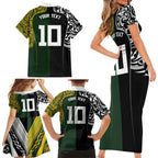 Aotearoa Australia Rugby Custom Family Matching Short Sleeve Bodycon Dress and Hawaiian Shirt Maori and Aboriginal Art Sporty Style - Aussie Hoodie