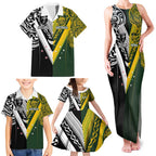 Aotearoa Australia Rugby Custom Family Matching Tank Maxi Dress and Hawaiian Shirt Maori and Aboriginal Art Sporty Style - Aussie Hoodie