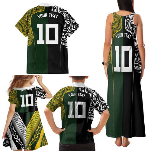 Aotearoa Australia Rugby Custom Family Matching Tank Maxi Dress and Hawaiian Shirt Maori and Aboriginal Art Sporty Style - Aussie Hoodie