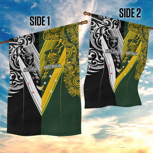 Aotearoa Australia Rugby Garden Flag Maori and Aboriginal Art Sporty Style - Aussie Hoodie