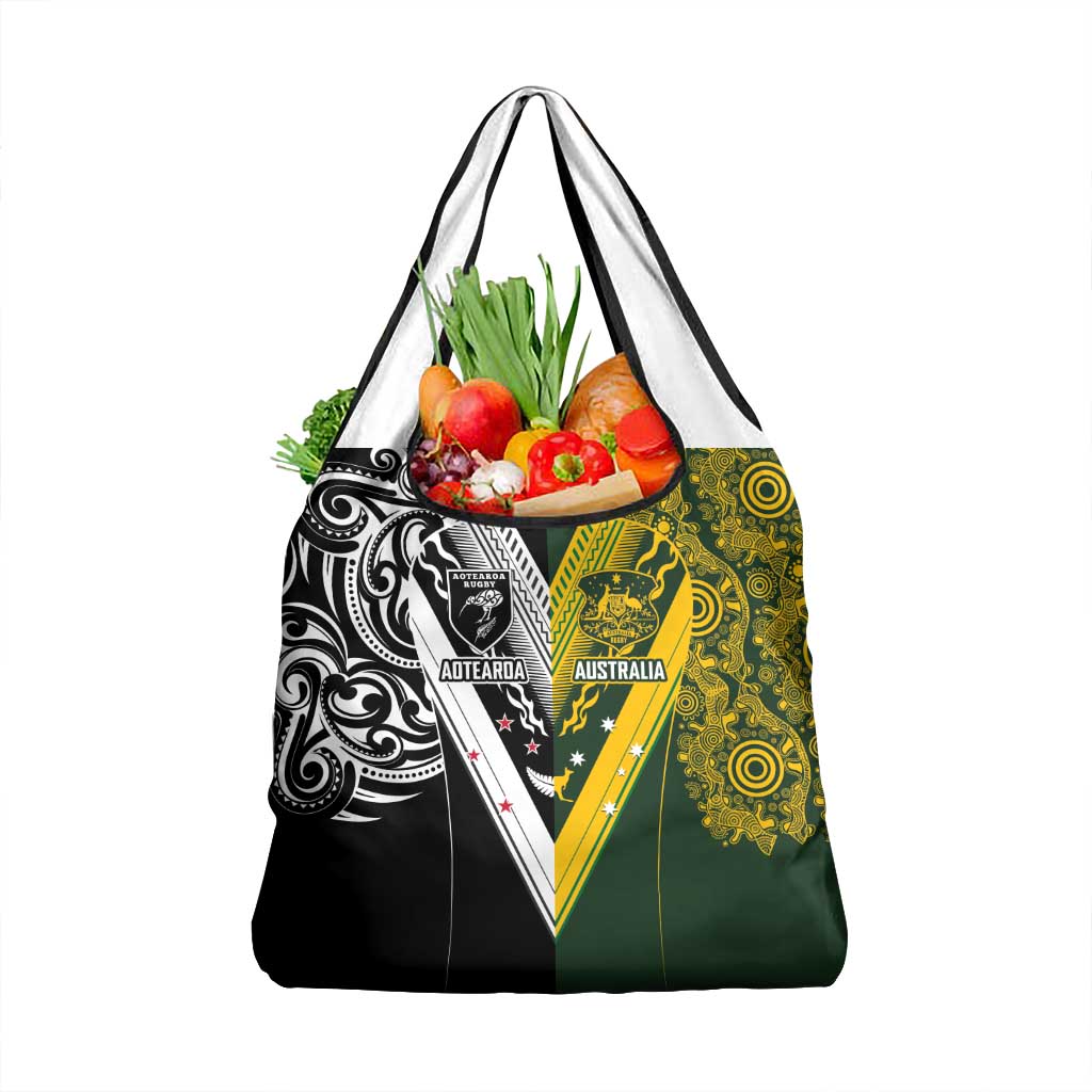 Aotearoa Australia Rugby Grocery Bag Maori and Aboriginal Art Sporty Style - Aussie Hoodie