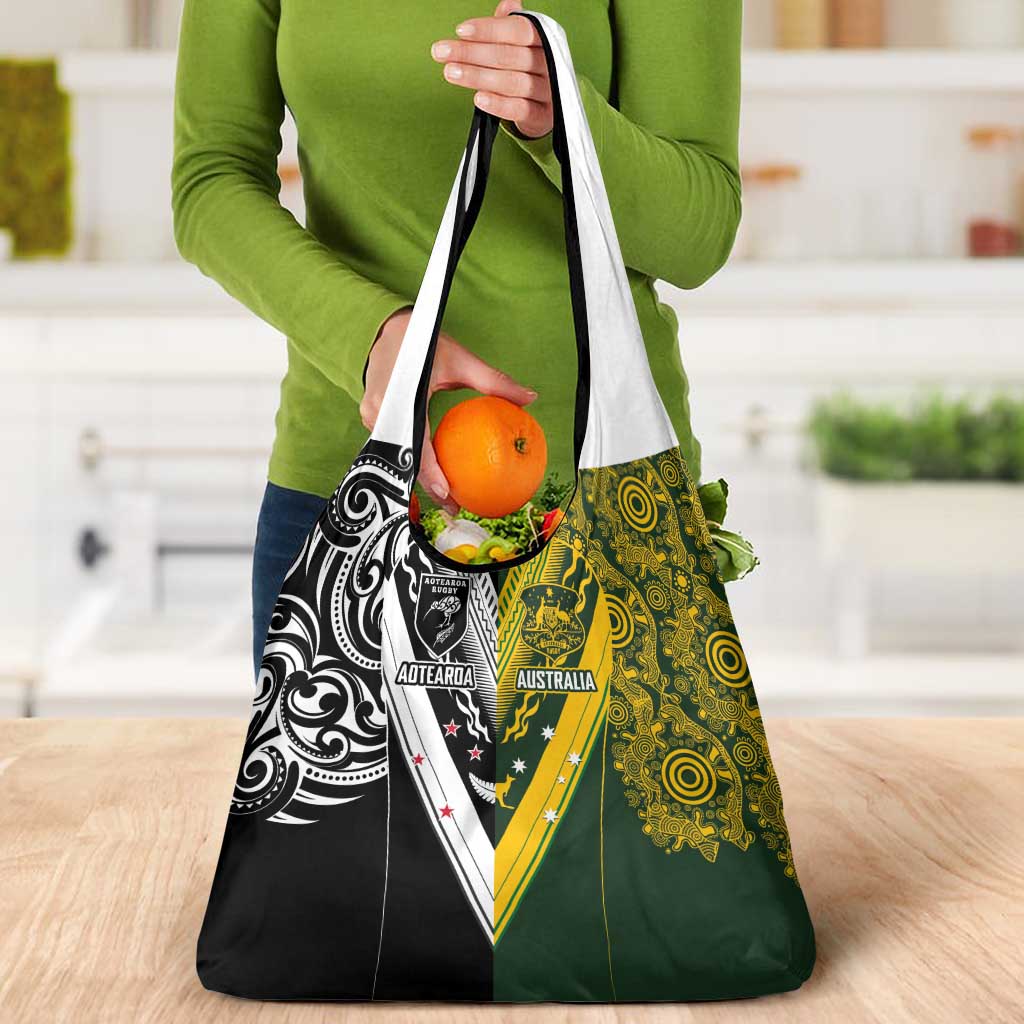 Aotearoa Australia Rugby Grocery Bag Maori and Aboriginal Art Sporty Style - Aussie Hoodie