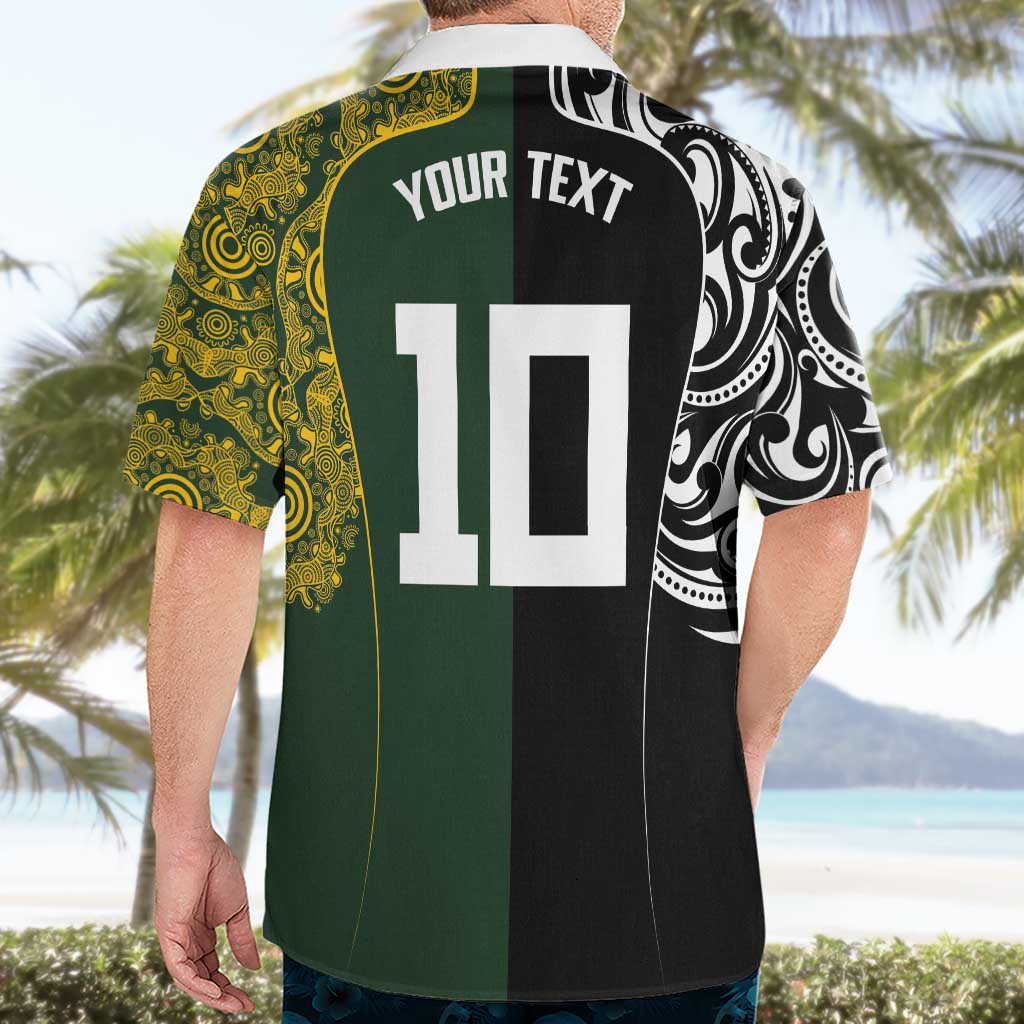 Aotearoa Australia Rugby Custom Hawaiian Shirt Maori and Aboriginal Art Sporty Style - Aussie Hoodie