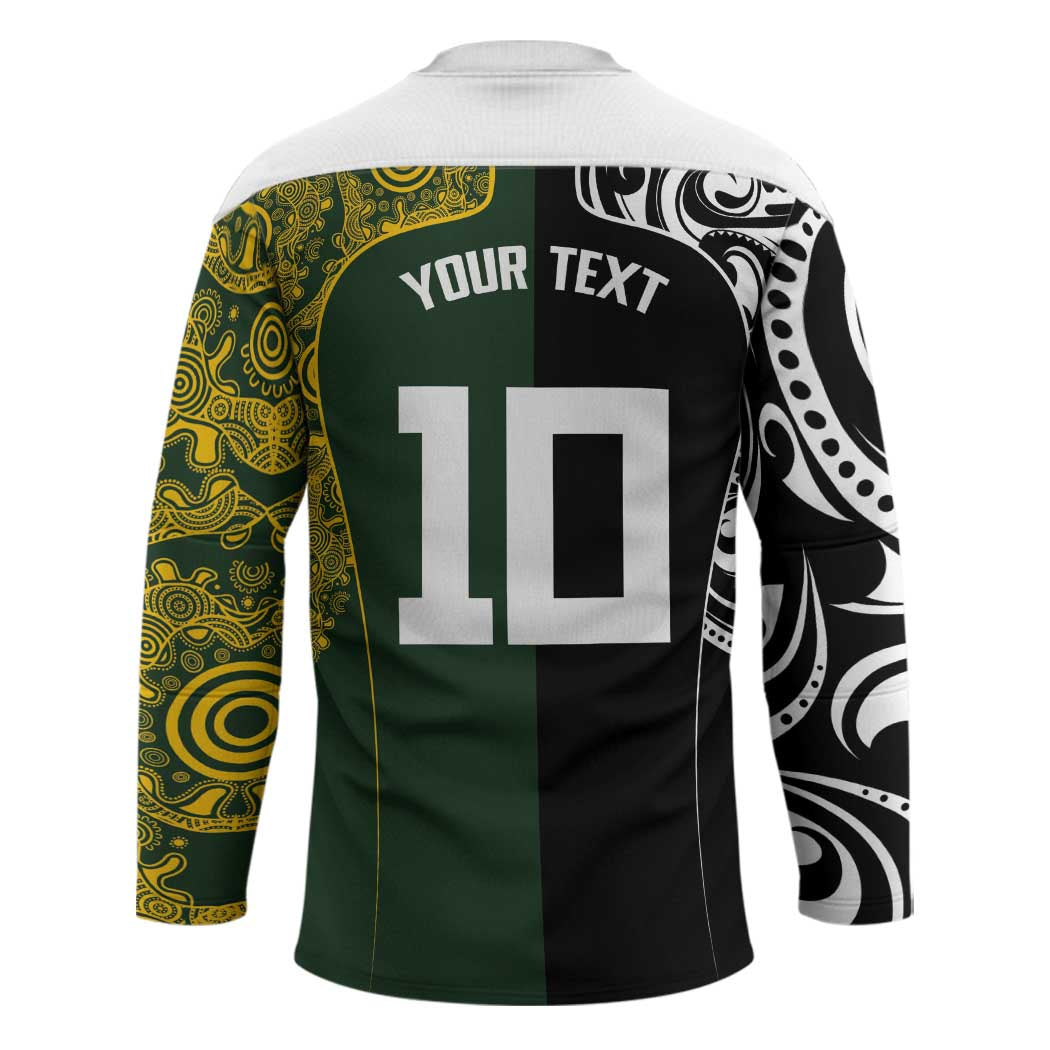 Aotearoa Australia Rugby Custom Hockey Jersey Maori and Aboriginal Art Sporty Style - Aussie Hoodie